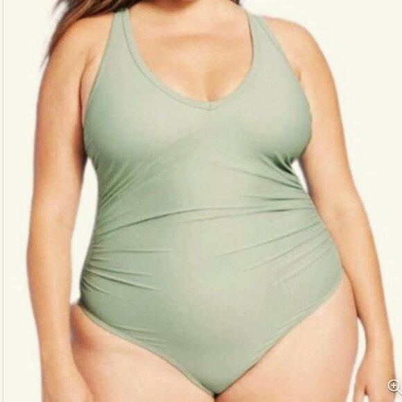 Kona Sol Other - Kona Sol One Piece 20W Sage Green Swimsuit Adjustable Straps Lined Shirred